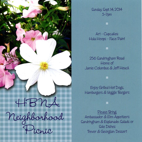 2014 Houston Barnard neighborhood picnic invite
